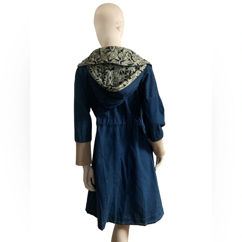Reborn Denim Hooded Coat  with Patterned Lining